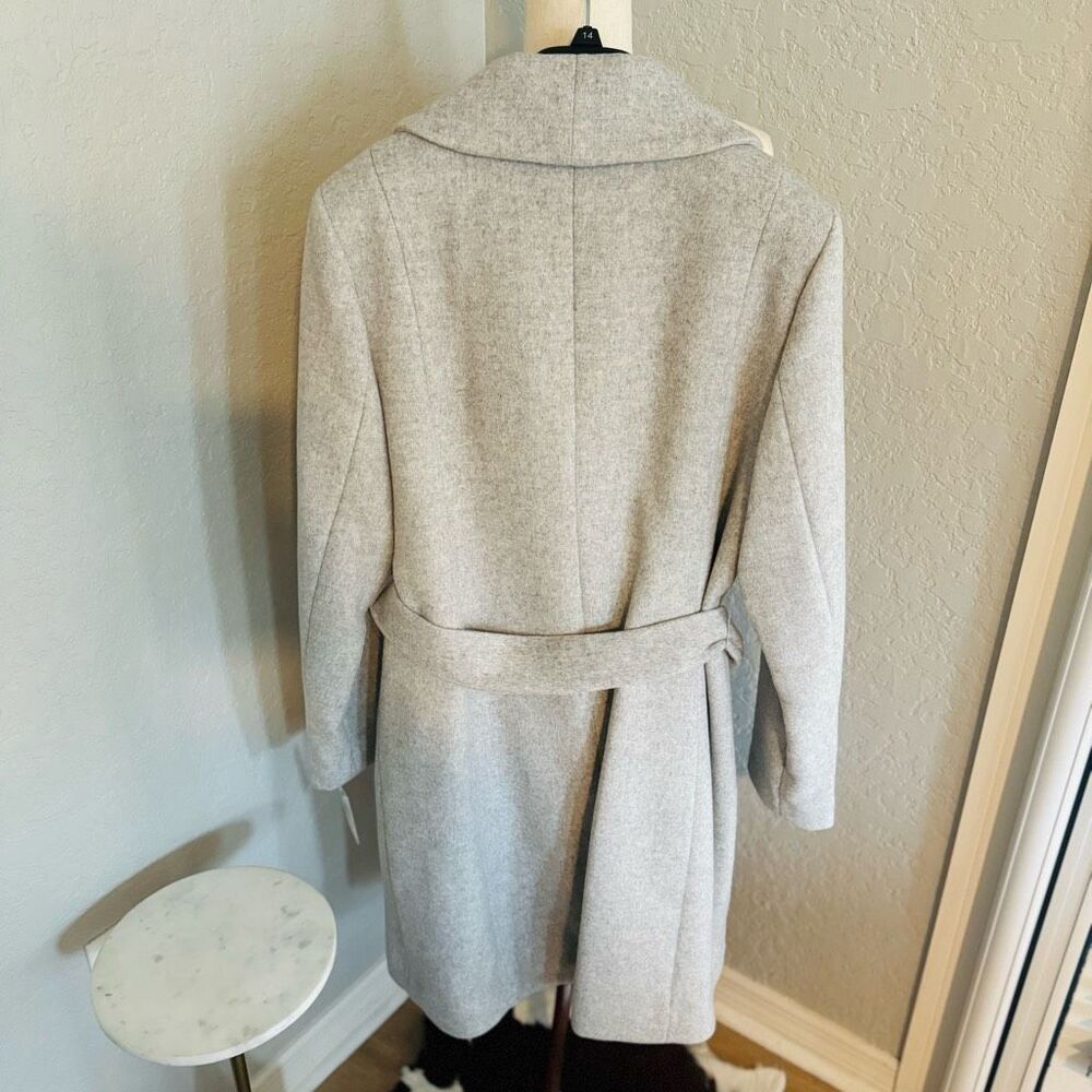 Cole Haan Signature Slick Wool Blend Wrap Shawl Collar Coat, Gray, Size 14, NWT - Picture 10 of 10